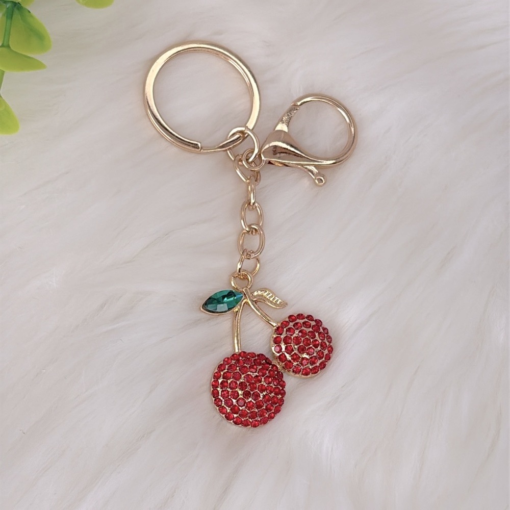Cherry Rhinestone Bag Charm/‎ Keychain Accessory - Picture 4 of 6